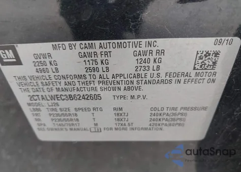 2011 GMC Terrain Slt-2 z USA, uszkodzony, nr VIN 2CTALWEC3B6242605